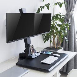 Dual Monitor Electric Vertical Bar Desktop Sit-Stand Workstation