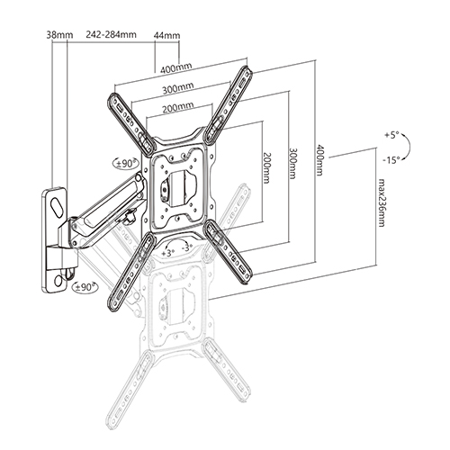Aluminum Gas Spring FullMotion TV Wall Mount Supplier and Manufacturer