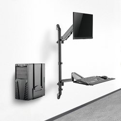 Single Screen Pole Held Computer Wall Mount with CPU Holder
