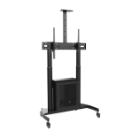 Large Screen Telescopic Height-Adjustable Steel TV Cart with Cabinet