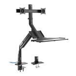 Gas Spring Floating Sit-Stand Desk Converter with Dual Monitor Mount