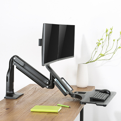 Gas Spring Floating Sit-Stand Desk Converter with Dual Monitor Mount