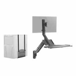 Single Screen Premium Gas Spring Computer Wall Mount with CPU Holder 