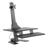 Single Monitor Electric Vertical Bar Desktop Sit-Stand Workstation with Keyboard Deck