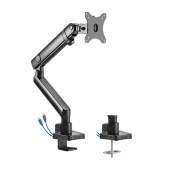 Single Monitor Aluminum Slim Spring-Assisted Monitor Arm with USB Ports