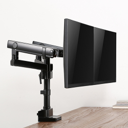 Dual Monitors Aluminum Slim Pole-Mounted Spring-Assisted Monitor Arm with USB Ports