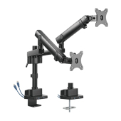 Dual Monitors Aluminum Slim Pole-Mounted Spring-Assisted Monitor Arm with USB Ports