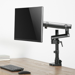 Single Monitor Aluminum Slim Pole-Mounted Spring-Assisted Monitor Arm with USB Ports