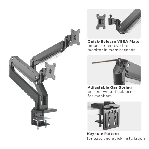 Heavy-Duty Gas Spring Monitor Arm 