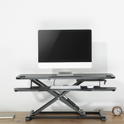 Gas Spring Sit-Stand Desk Converter with Keyboard Tray Deck (Standard MDF Board Surface)