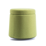 Lift-Top Round Ottoman with Curve Base and Storage Function