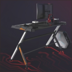 Deluxe RGB Lighting Gaming Desk with Aluminum Frame