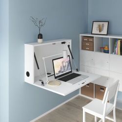 Wall-Mounted Drop Down Storage Cabinet & Desk