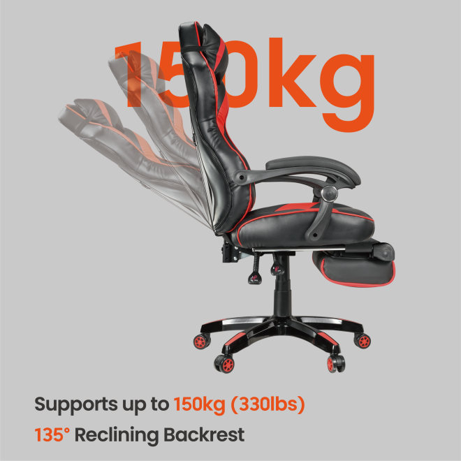 PU Leather Gaming Chair with Retractable Footrest, Headrest and Lumbar Support CH06-5 An Ideal Seat of Choice for Working, Studying and Gaming from china(chinese)