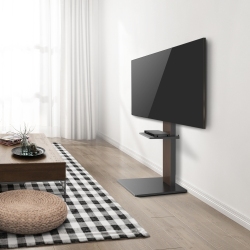 Modern Slim TV Floor Stand with Equipment Shelf