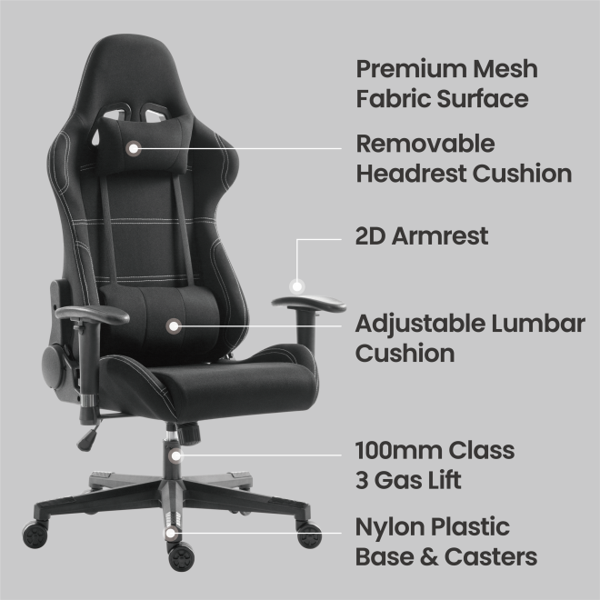 Upholstered Fabric Gaming Chair with Headrest and Lumbar Support CH06-14 An Ideal Seat of Choice for Working, Studying and Gaming from china(chinese)