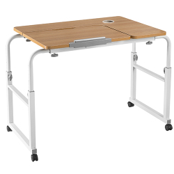 Height and Width Adjustable Mobile Computer Table (600x800mm/23.6"x31.5")