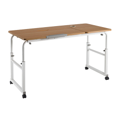 Height and Width Adjustable Mobile Computer Table (600x1200mm/23.6"x47.2")