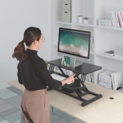 Electric Sit-Stand Desk Converter with Keyboard Tray Deck (Standard Surface)