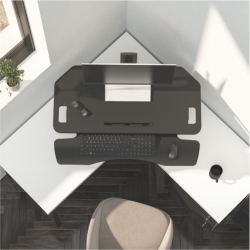 Gas Spring Sit-Stand Desk Converter with Keyboard Tray Deck (Particle Board Surface)