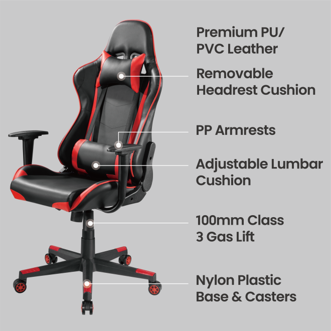 PU Leather Gaming Chairs with Headrest and Lumbar Support CH06-12 Design for gaming/relaxing/napping from china(chinese)