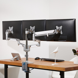 Triple Monitors Pole-Mounted Epic Gas Spring Aluminum Monitor Arm with USB