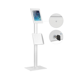 Anti-theft Tablet Kiosk Floor Stand with Brochure Holder  for 9.7”/10.2” iPad, 10.5” iPad Air/iPad Pro, 10.1" Samsung Galaxy Tab A (2019) 