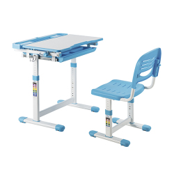 Screw-Locking Height Adjustable Kids Desk and Full-Backrest Chair Set