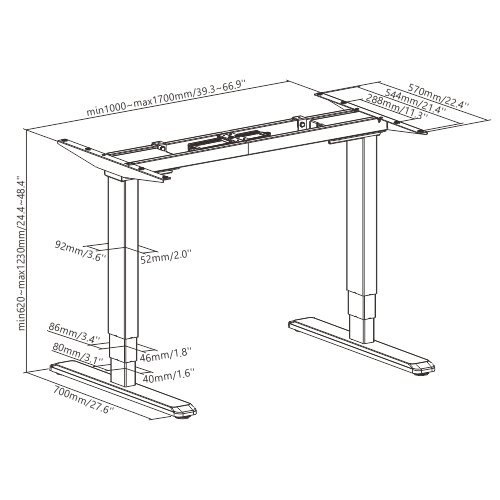High-Speed Electric Dual Motor Sit-Stand Desk (Reversed, Rectangular Column) M06-23R-H Fast and Stable from china(chinese)