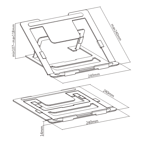 Foldable 6-Level Adjustable Laptop Riser LPS03-5U For Most 11”-17” laptops, tablets, and eReaders from china(chinese)