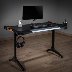 Deluxe RGB Lighting Gaming Desk with Steel Frame