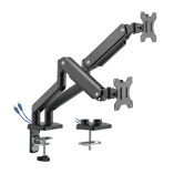 Dual Monitors Premium Aluminum Spring-Assisted Monitor Arm with 3.0 USB Cables Included