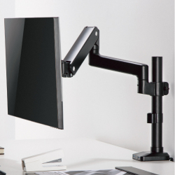 Single Monitor Pole Mounted Premium Aluminum Spring-Assisted Monitor Arm with 3.0 USB Cables Included