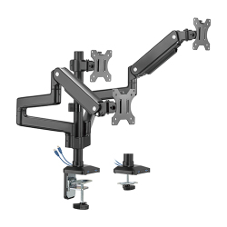 Triple Monitors Pole Mounted Premium Aluminum Spring-Assisted Monitor Arm with 3.0 USB Cables Included