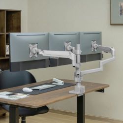 Triple Monitor Pole-Mounted Thin Gas Spring Monitor Arm with USB Ports