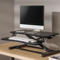 Gas Spring Sit-Stand Desk Converter with Keyboard Tray (Compact MDF Board Surface)