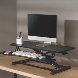 Gas Spring Sit-Stand Desk Converter with Keyboard Tray (Particle Board Surface)