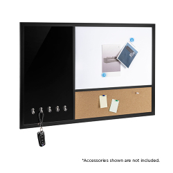 Large Wall-Mounted Magnetic Combination Board with 5 Hooks