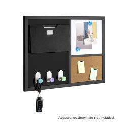 Small Wall-Mounted Magnetic Combination Board with Mail Holder and 3 Hooks