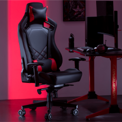 Premium PVC Diamond Quilted Gaming Chair with Headrest and Lumbar Support