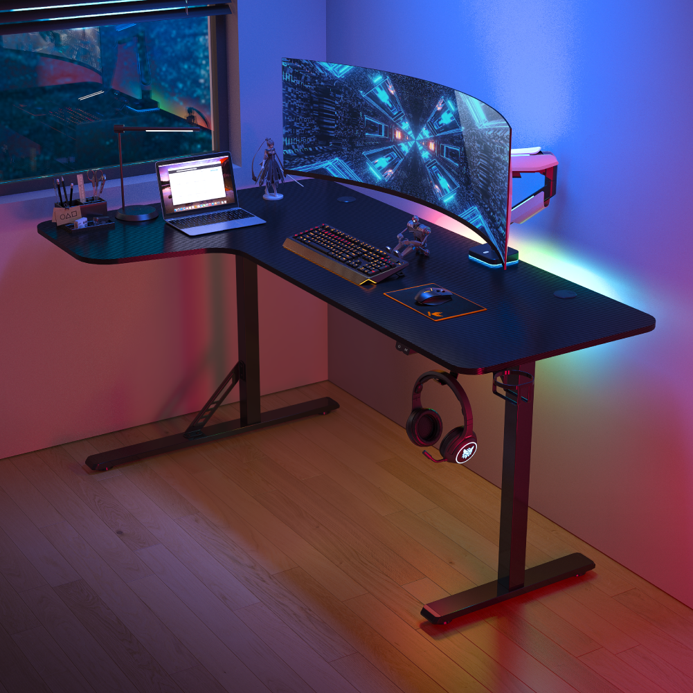 LShaped Gaming Desks with RGB Lighting Supplier and Manufacturer LUMI