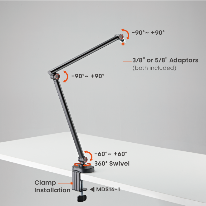Slim Microphone Boom Arm MDS16-1 Allowing you to focus on creating high-quality content without worrying about mic placement from china(chinese)