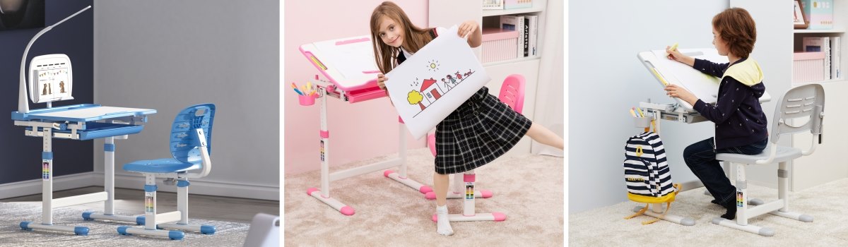 Adjustable Kids Desk & Full-Backrest Chair Set Elfin Series