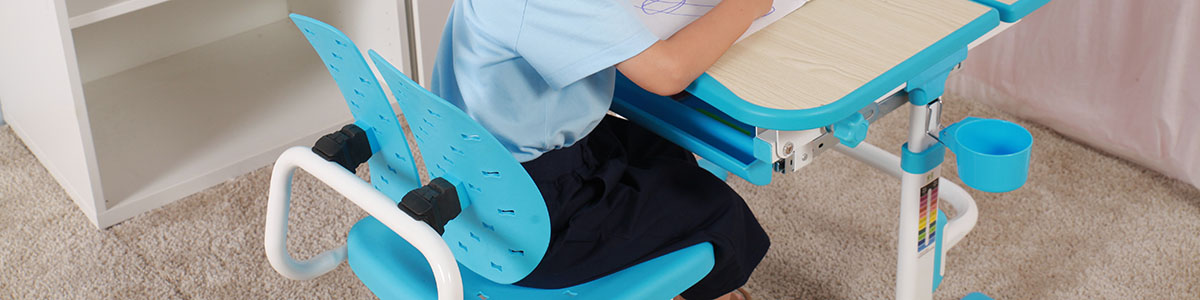 Adjustable Kids Desk & Split-Backrest Chair Set Scholar Series