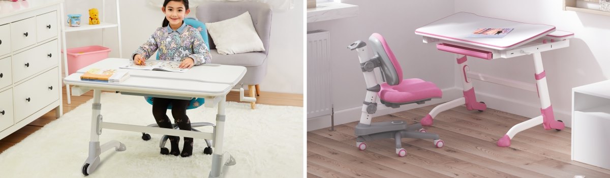 Height Adjustable Kids Desk with Large Casters Anchor Series
