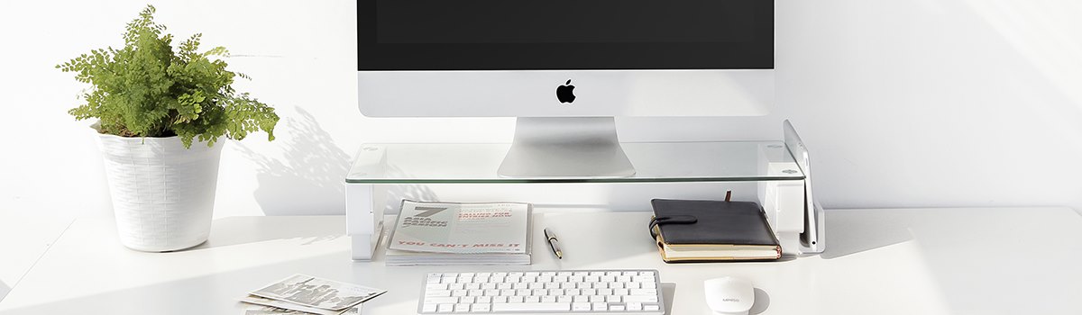 Tempered Glass Monitor Riser with Side Book Holder STB-09 Series