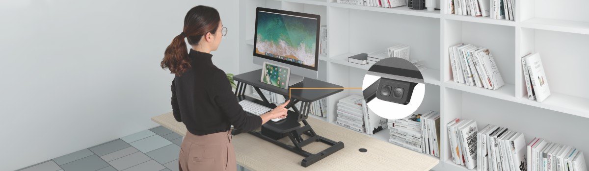 Electric Sit-Stand Desk Converter with Keyboard Tray Deck DWS15 Series