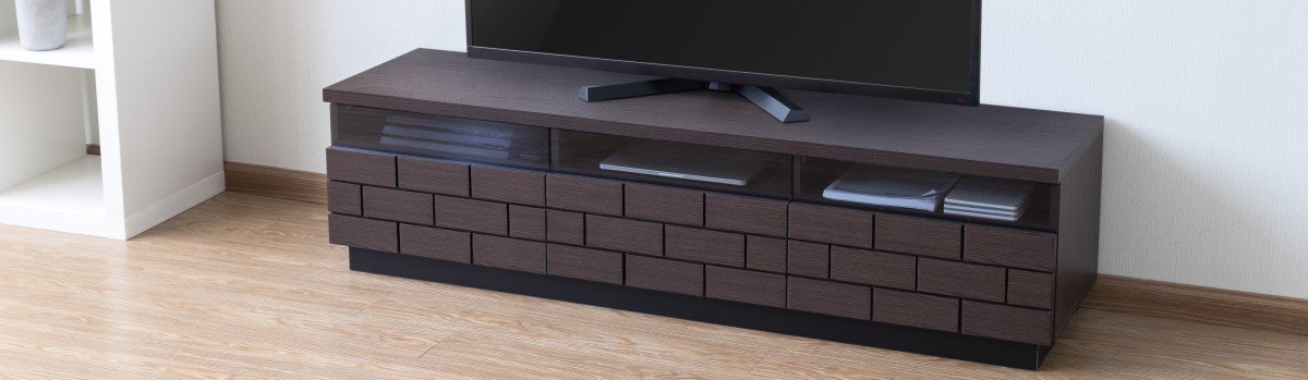 Wood Media Consoles with Parquet Design WP1014 Series