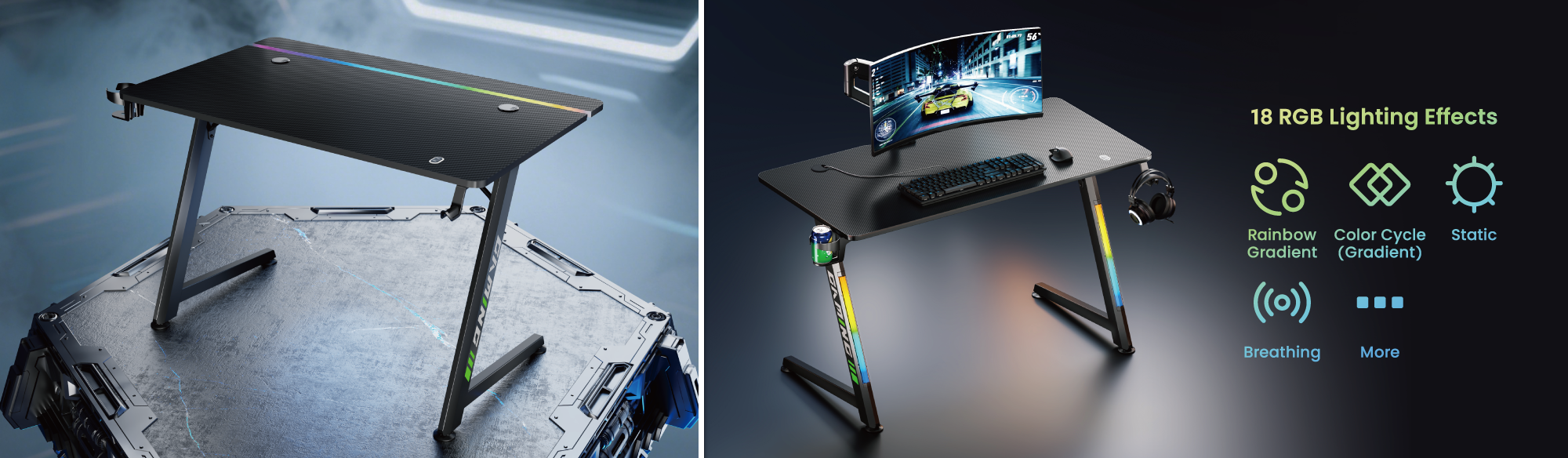 Futurism Gaming Desks with RGB Lighting GMD16 Series