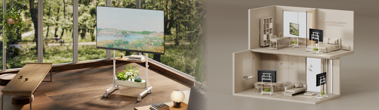 Nature-Inspired TV Carts  with Wood Shelves  FS60 Series
